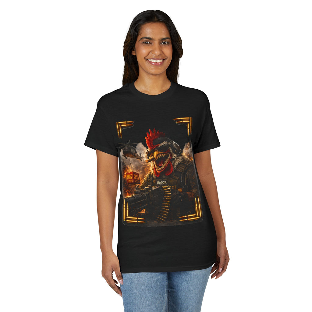 Rooster Soldier Graphic T-Shirt — Apocalyptic Military Gamer Tee