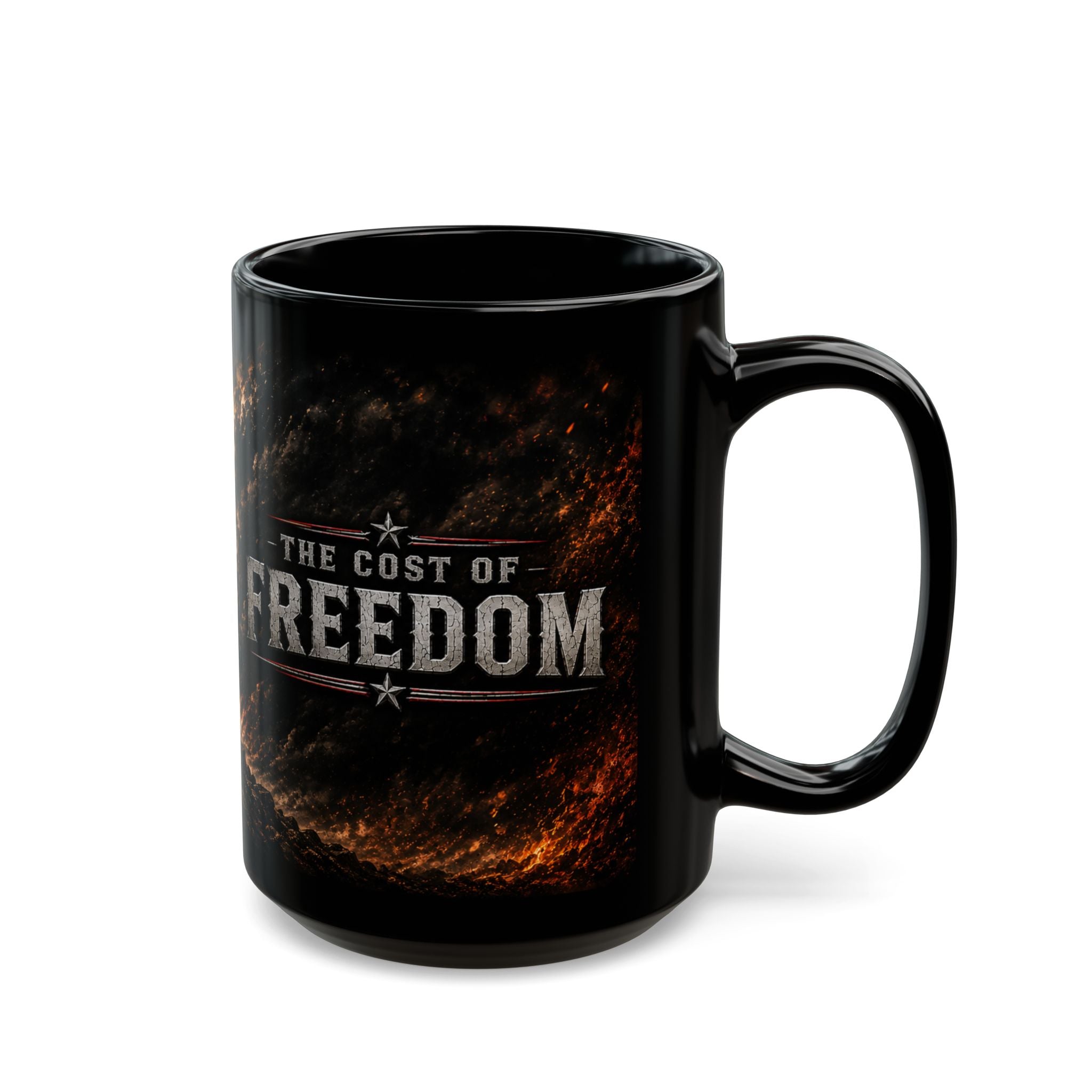 The Cost of Freedom Black Mug – Patriotic Military Skull Coffee Cup 15oz