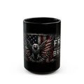 Patriotic Eagle Mug — "Land of the Free Because of the Brave" Black Coffee Cup