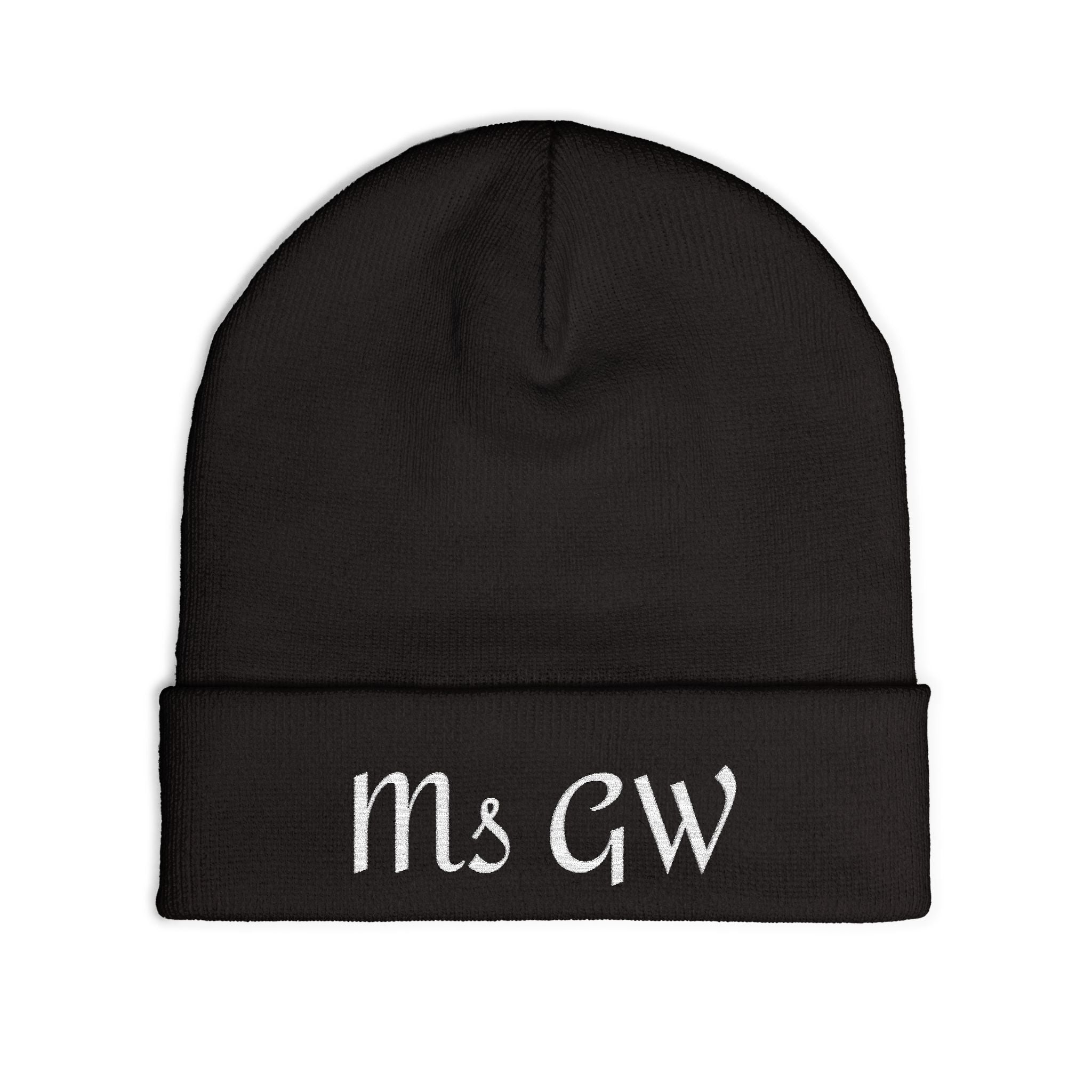 Embroidered Monogram Knit Beanie - Personalized 'Ms GW' Winter Hat