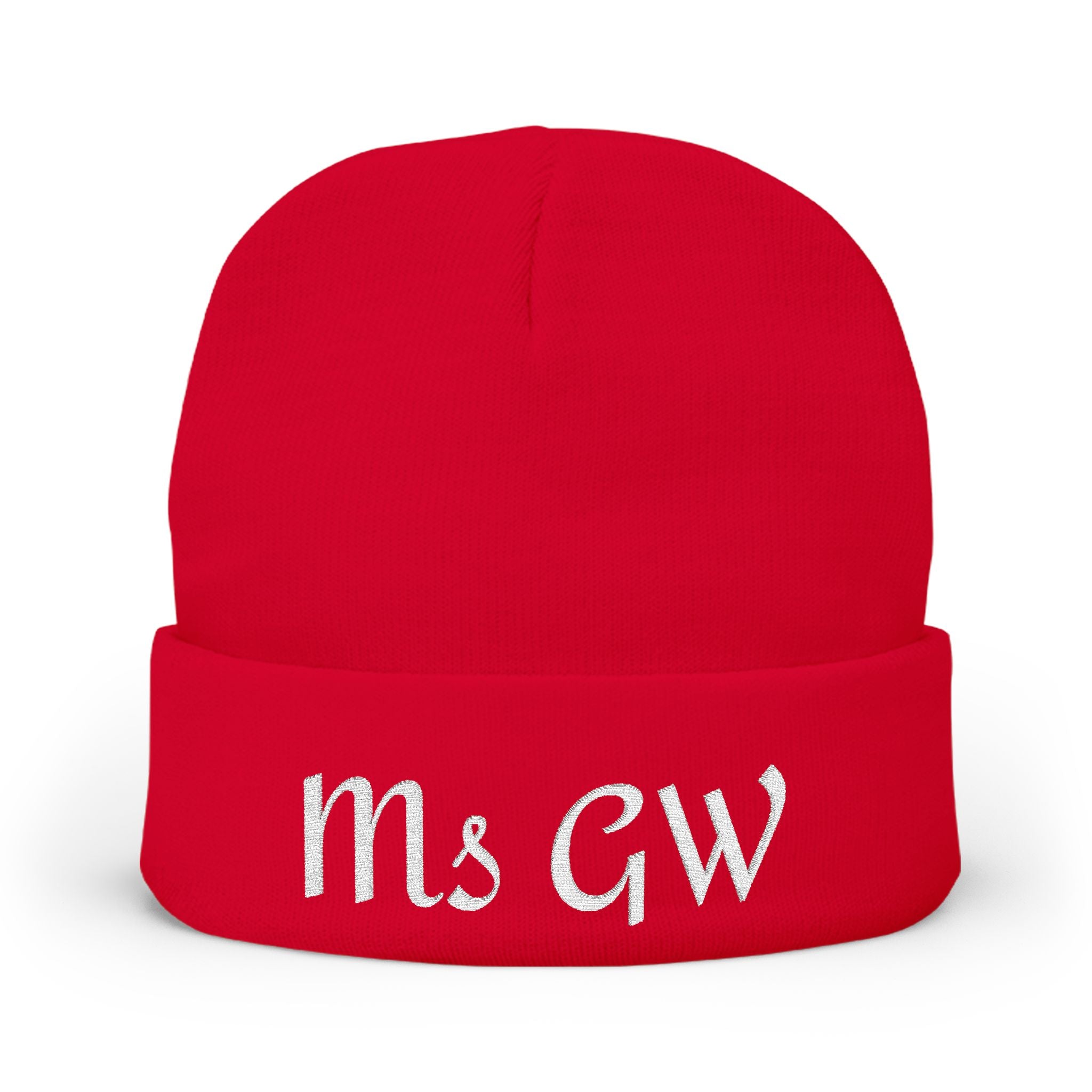 Embroidered Monogram Knit Beanie - Personalized 'Ms GW' Winter Hat