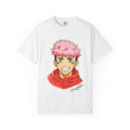 Anime Boy Portrait T-Shirt — Cheerful Pink-Haired Character Artwork
