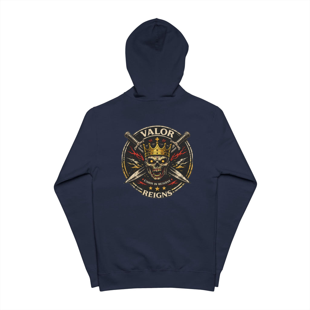 Valor Reigns Skull King Zip-Up Hoodie