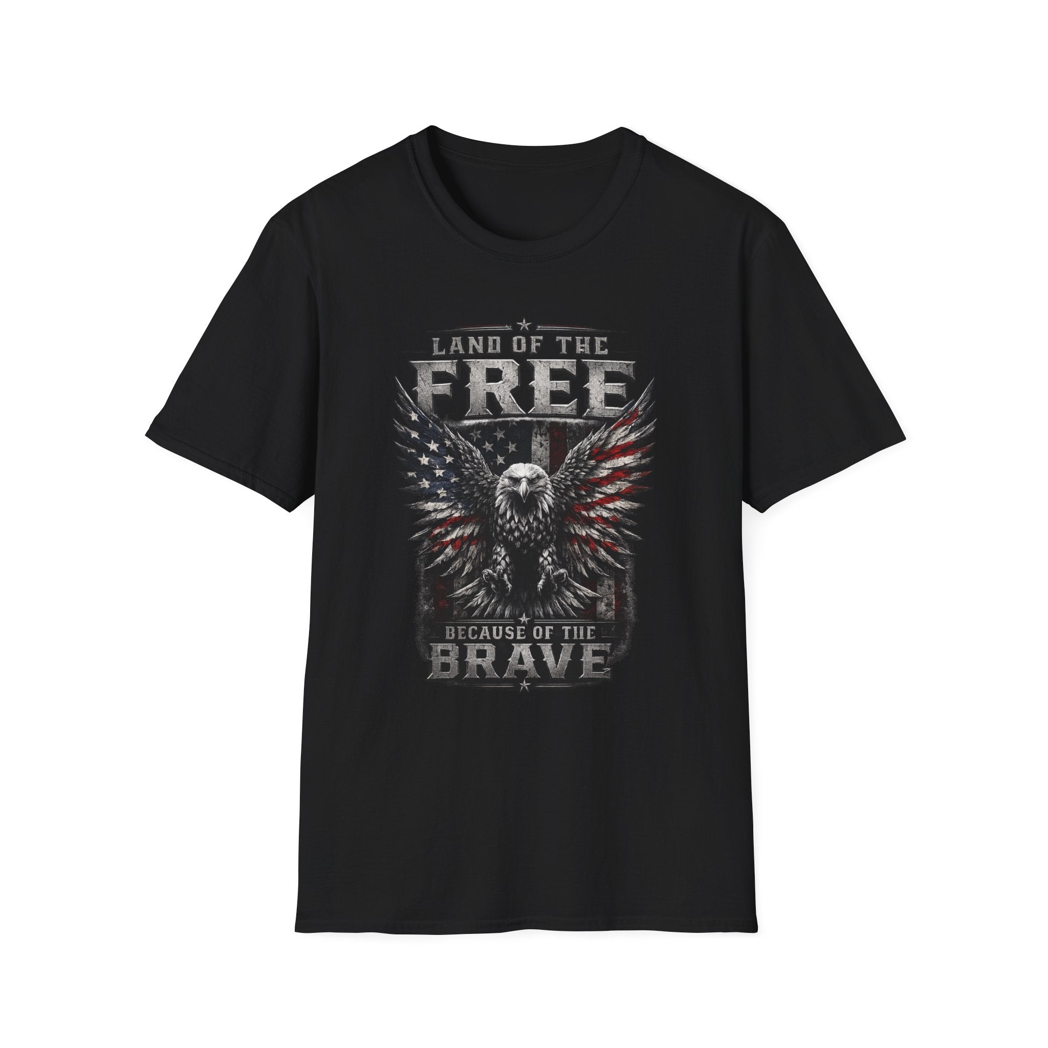 Land of the Free Eagle T-Shirt — "Land of the Free Because of the Brave" Patriotic Tee
