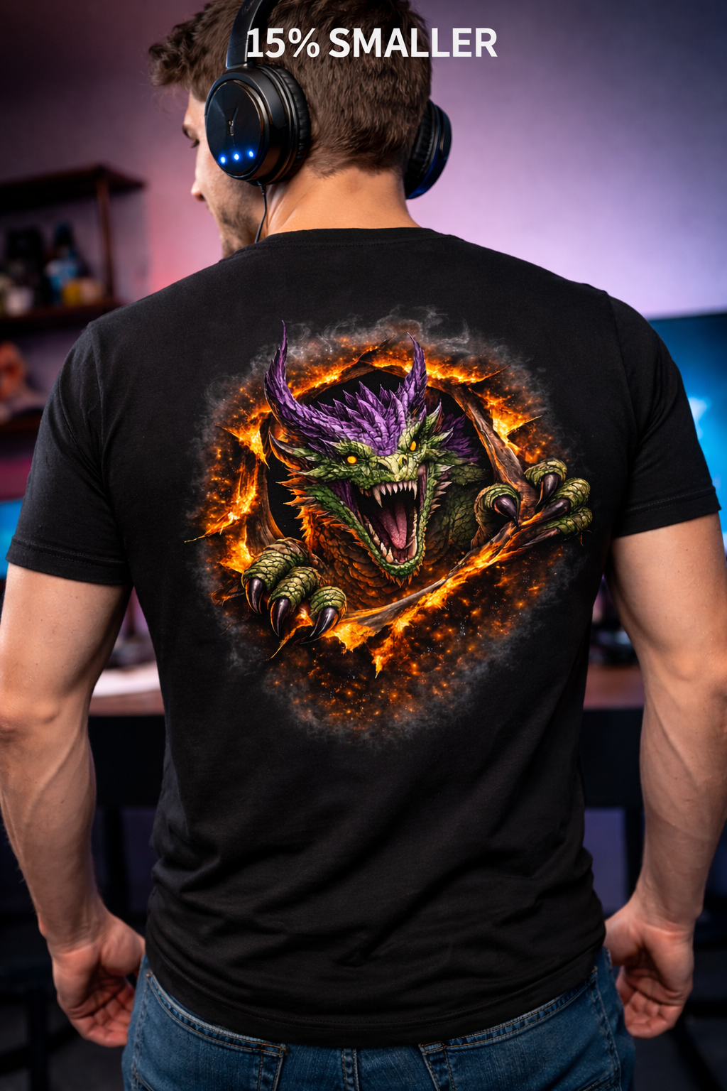 Dragon Flames Graphic Tee — Fiery Serpent Back Print