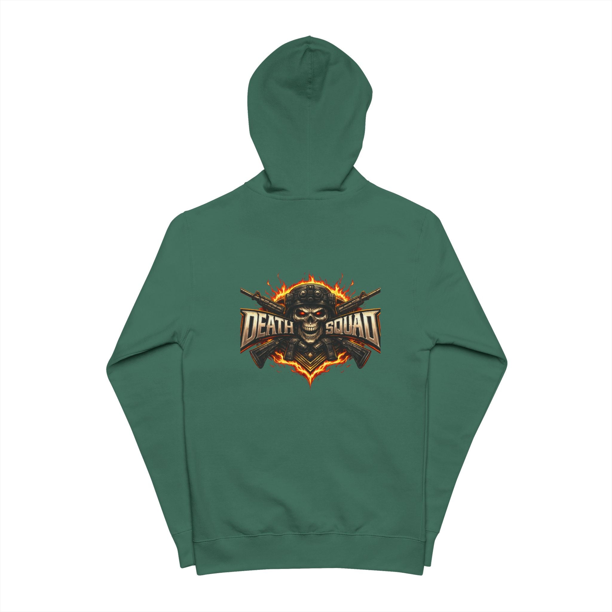 Death Squad Graphic Hoodie - Gothic Skull Zippered Fleece
