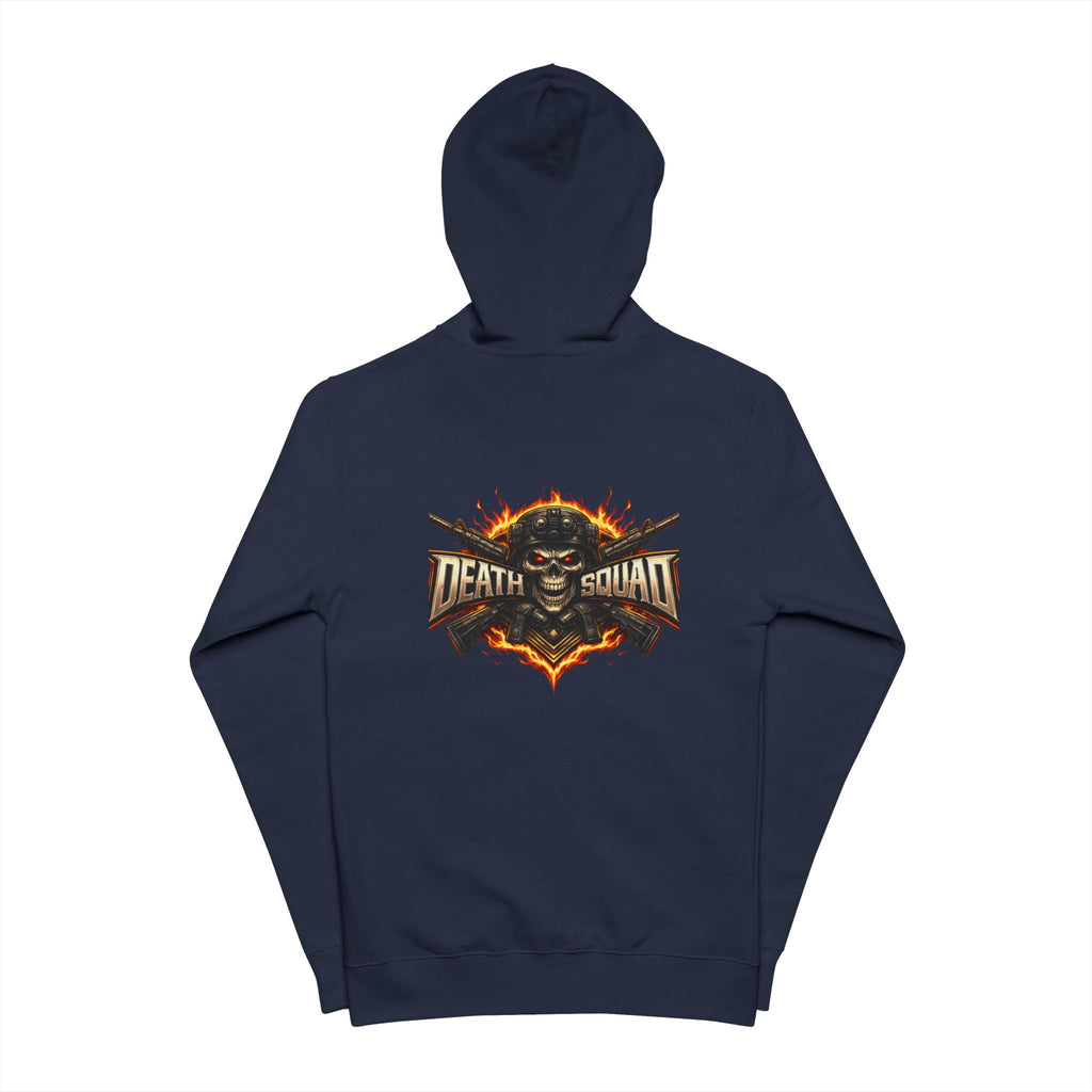 Death Squad Graphic Hoodie - Gothic Skull Zippered Fleece