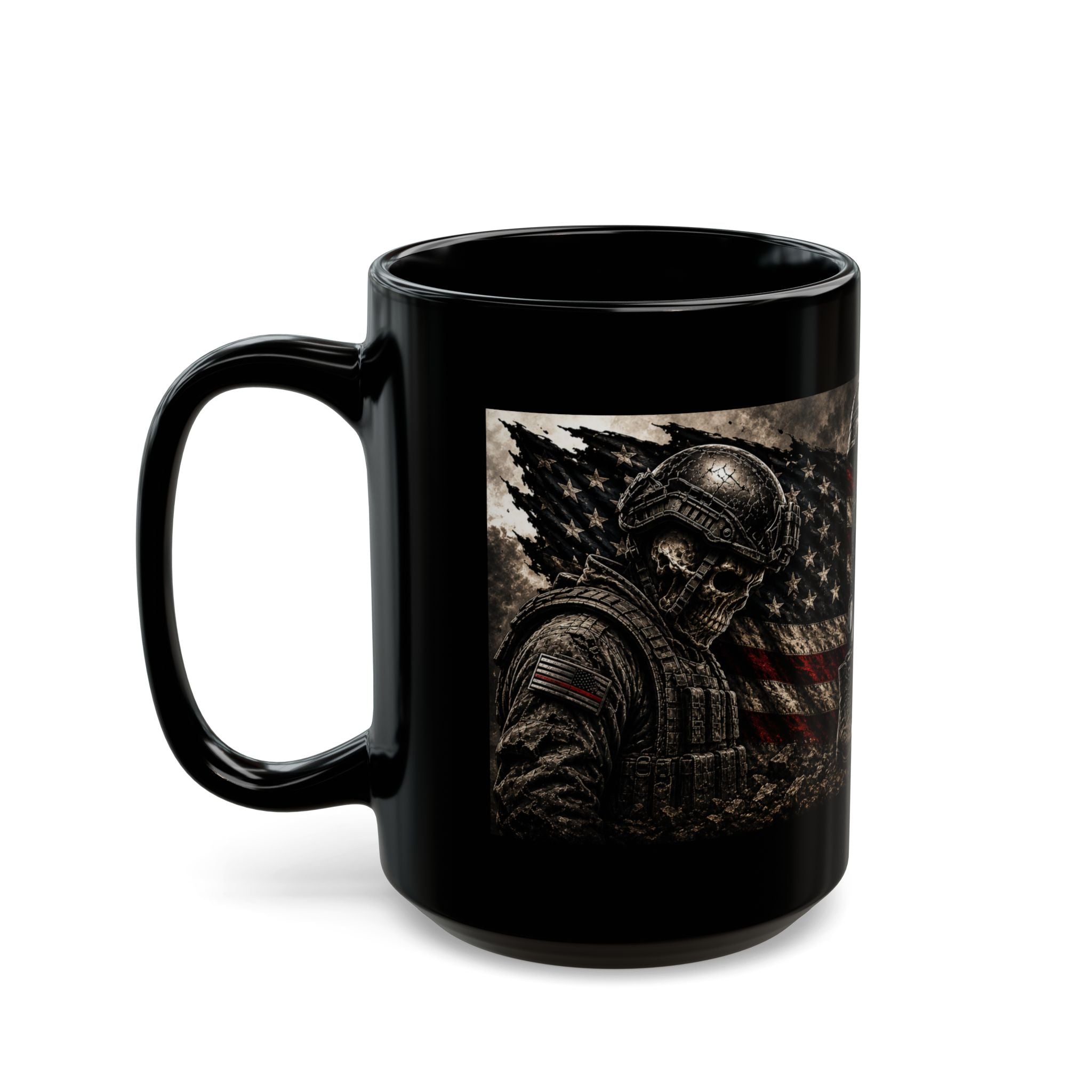 Never Forgotten Memorial Mug — Veteran Tribute Black Coffee Cup