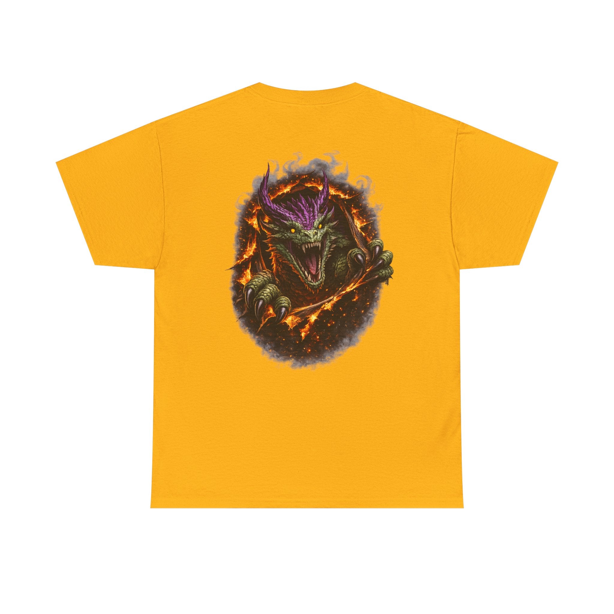 Dragon Flames Graphic Tee — Fiery Serpent Back Print