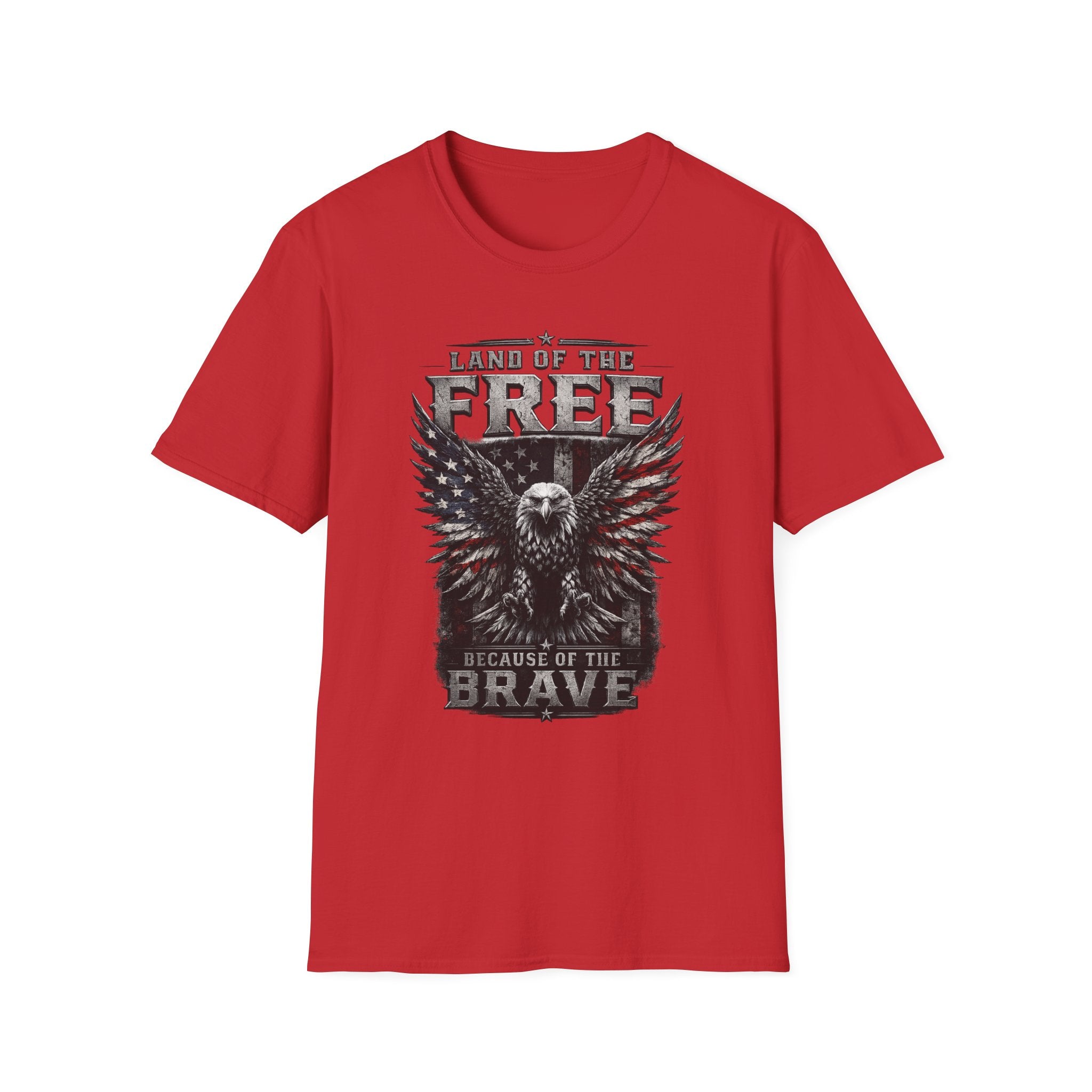 Land of the Free Eagle T-Shirt — "Land of the Free Because of the Brave" Patriotic Tee