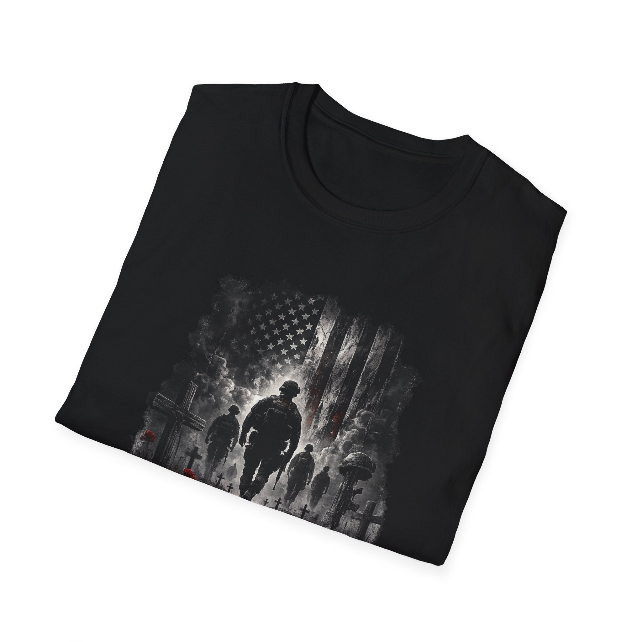 T-Shirt — "The Fallen Never Fade" Memorial Military Tribute