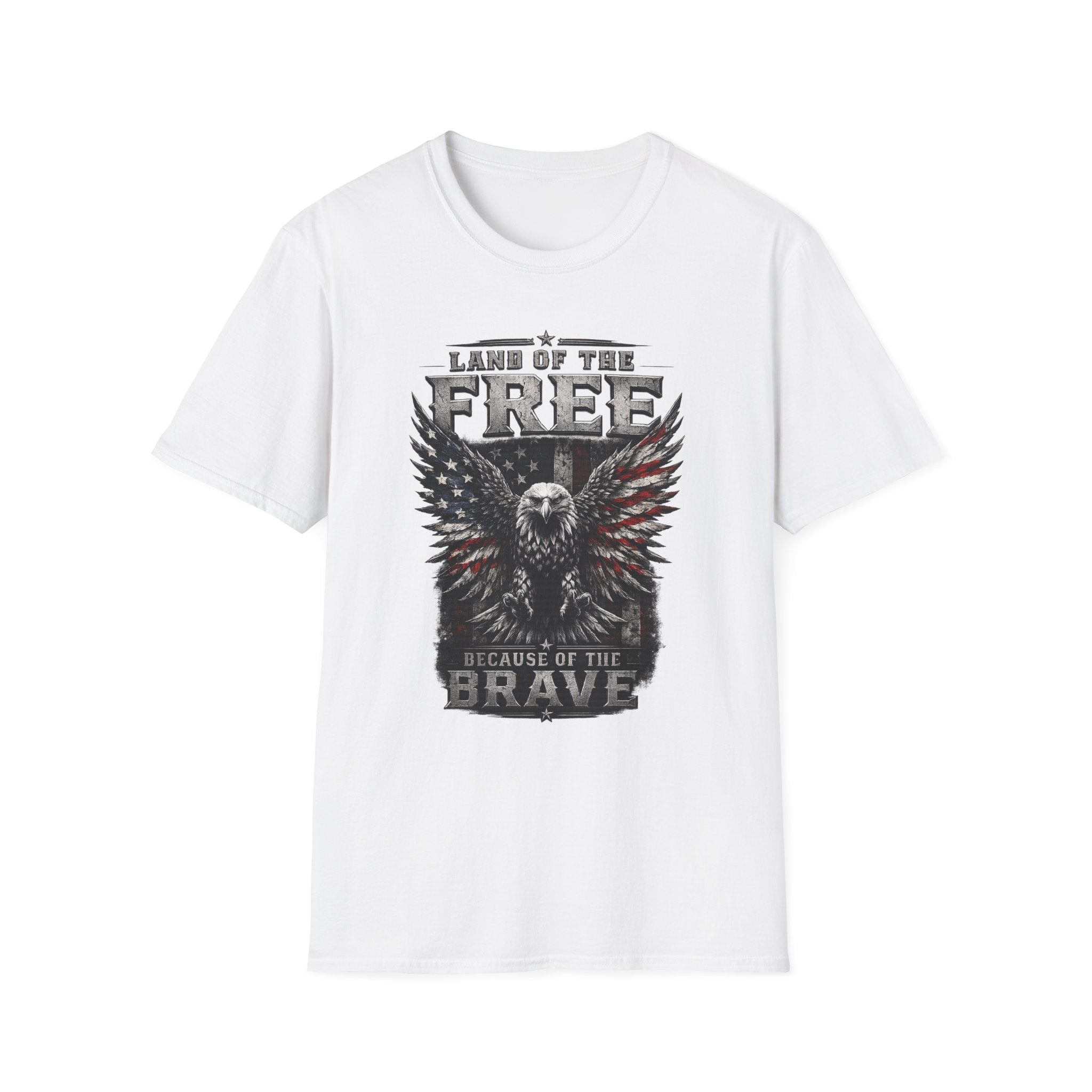 Land of the Free Eagle T-Shirt — "Land of the Free Because of the Brave" Patriotic Tee