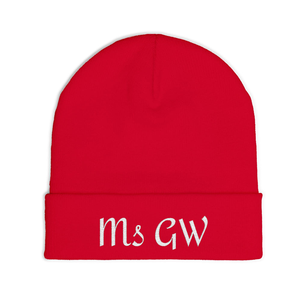 Embroidered Monogram Knit Beanie - Personalized 'Ms GW' Winter Hat