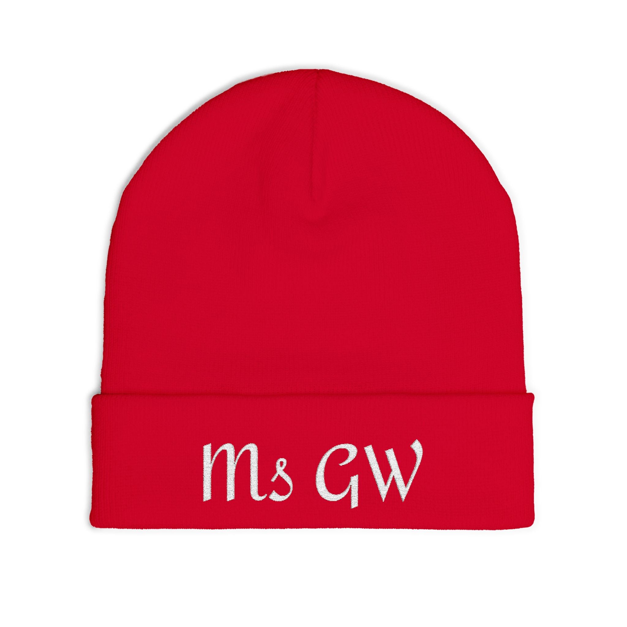 Embroidered Monogram Knit Beanie - Personalized 'Ms GW' Winter Hat
