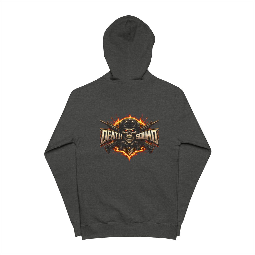 Death Squad Graphic Hoodie - Gothic Skull Zippered Fleece
